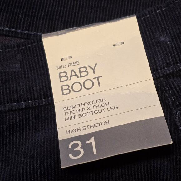 Gap Baby Boot Mid Rise Corduroy Pants Womens 12L Navy High Stretch Academia NWT - Picture 6 of 14
